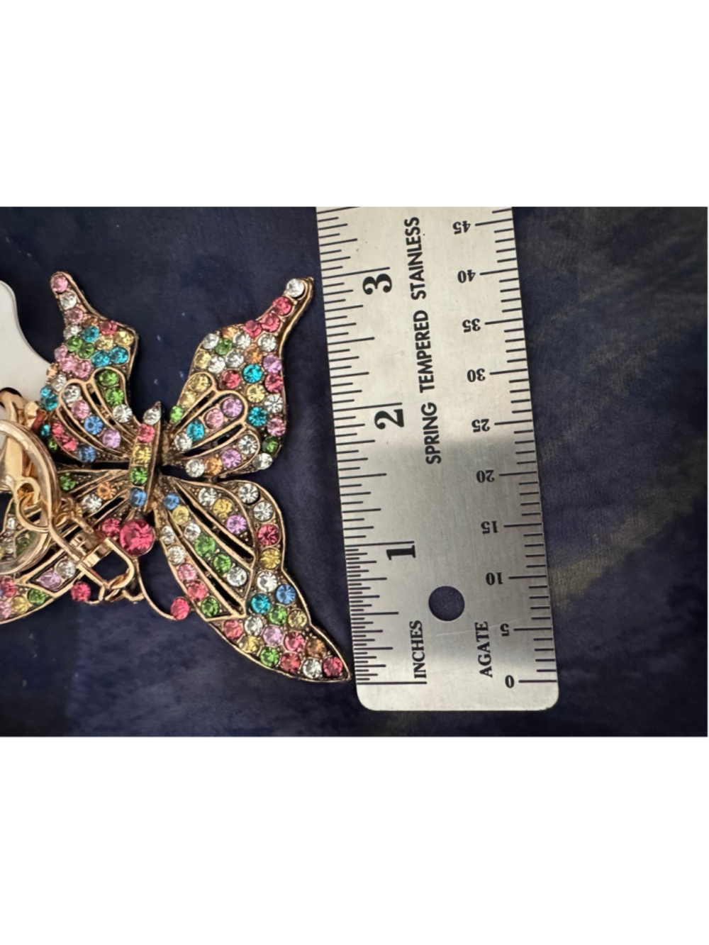 Large Multicolor Rhinestone Butterfly Keychain new - Picture 6 of 6